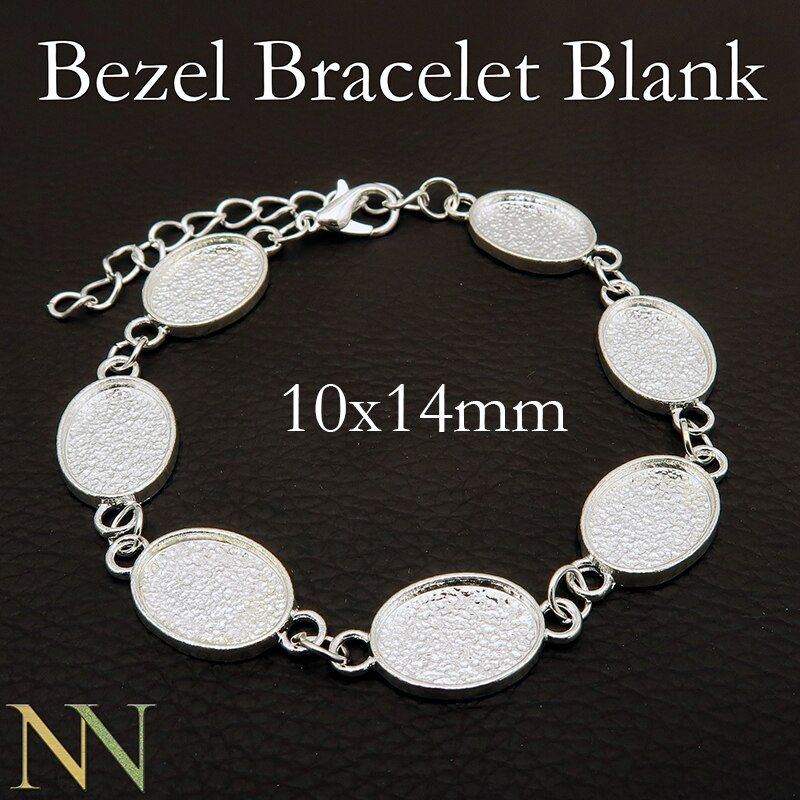 10 Pcs - 16mm Charm Bracelet Setting, Round Bracelet Blanks, Oval Bracelet Bezel Blank, Rectangle Bezel Bracelet Tray