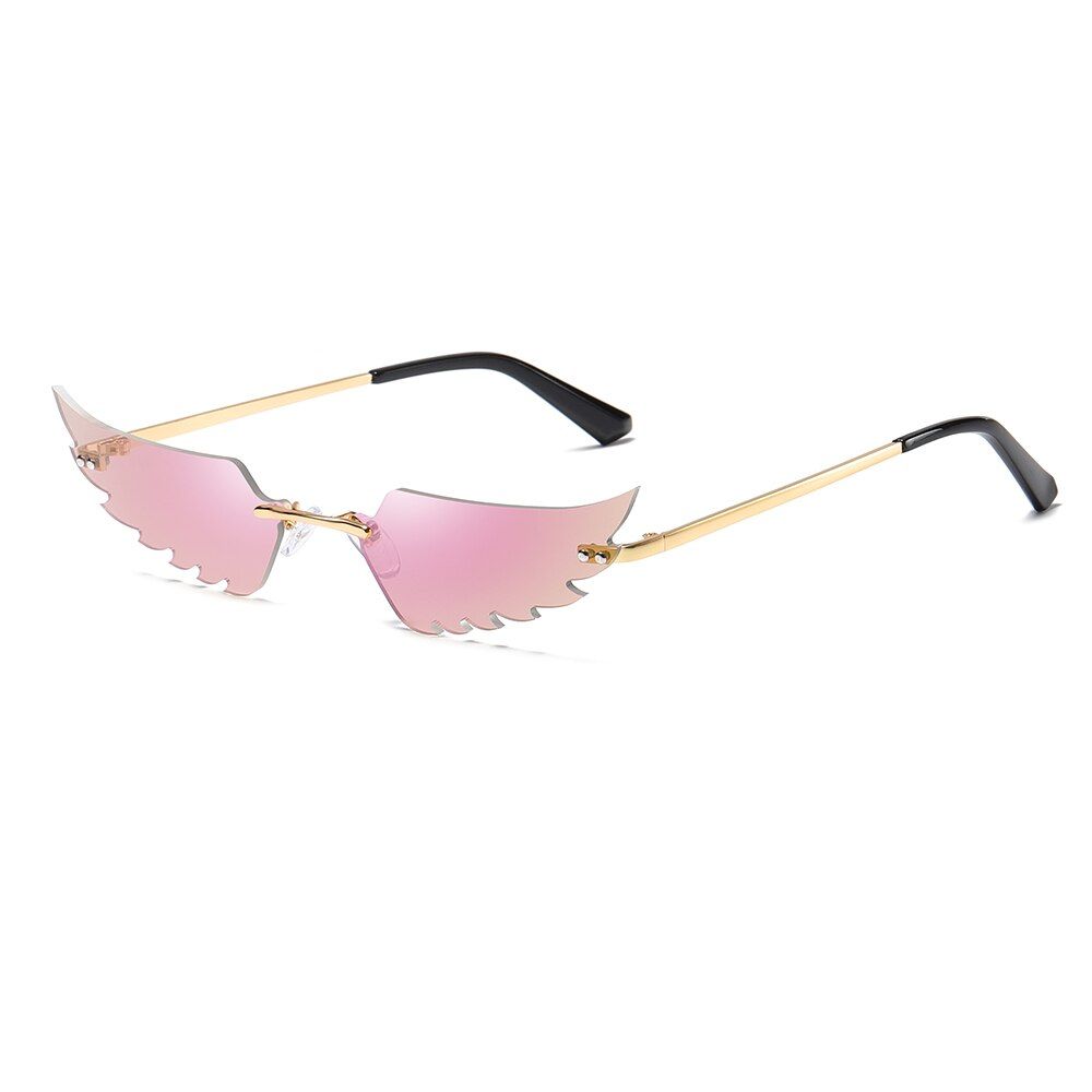 B04Fashion Edgy Fire Flame Sunglasses 2020 Lady Rimless Wave Sun Glasses Women Mirror Eyewear Vintage Narrow Sunglasses UV 400