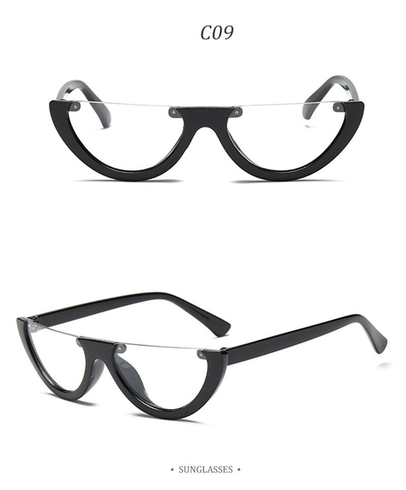 black transparentKPAY 2019 Cool Semi Rimless Narrow Frame Lady Cat Eye Sunglasses Women Personality Fashion Sun Glasses Female Colorful UV400