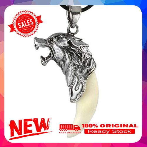 Cool Brave Men Wolf Head Tooth Pendant Necklace Domineering Jewelry Fashion Gift