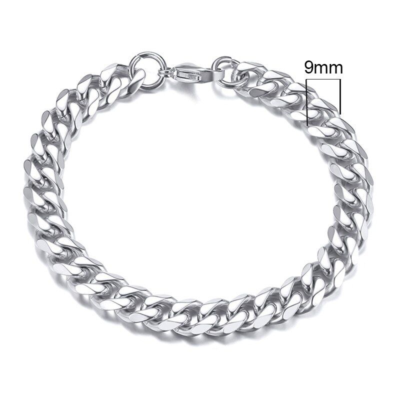 Vnox 3-11mm Chunky Miami Curb Chain Bracelet for Men Stainless Steel Curban Link Chain Wristband Classic Punk Heavy Male Jewelry