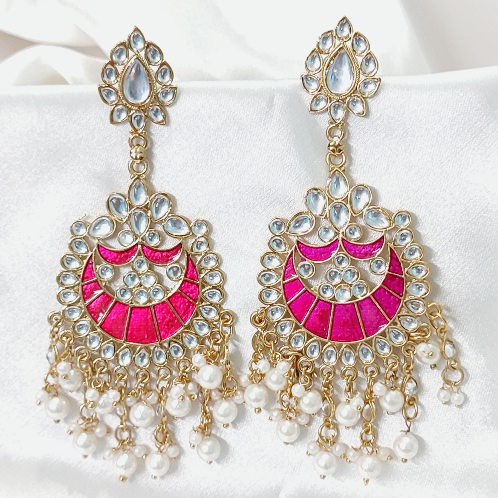 Joypuri Meena work Mina Kari Gajra Chandbali With Crystal & Mina Jhumka Earrings