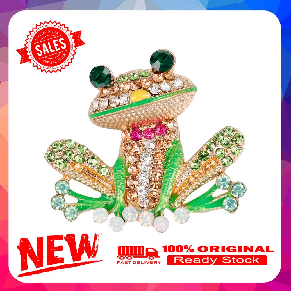 Multicolor Rhinestone Frog Brooch Pin Women Scarf Dress Decor Hat Bag Accessory