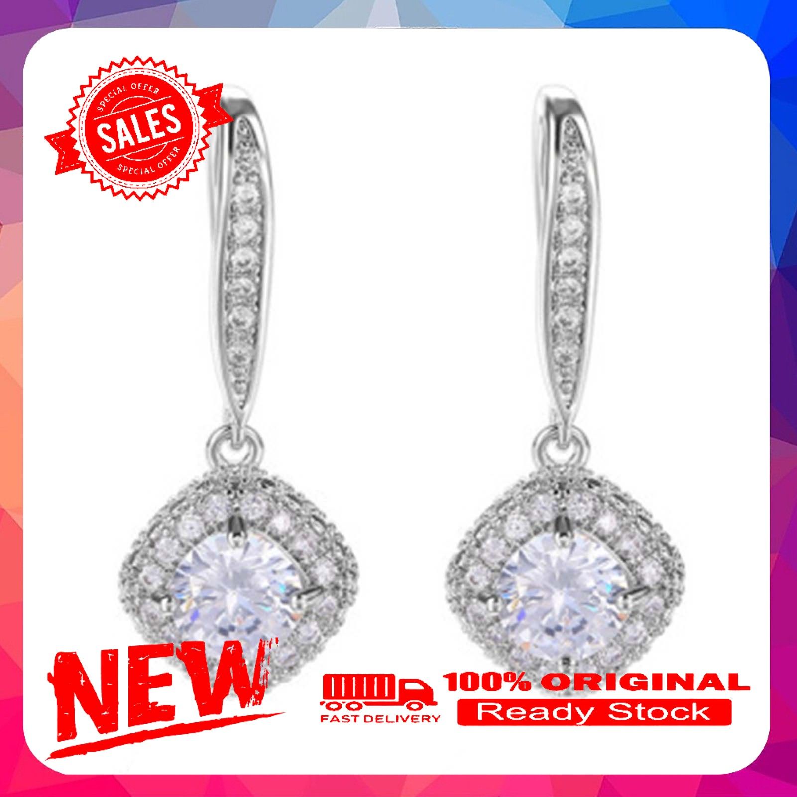 Earrings Square Women Dress Up Eardrop Female Fashionable Dangler Jewelry Party Gift
