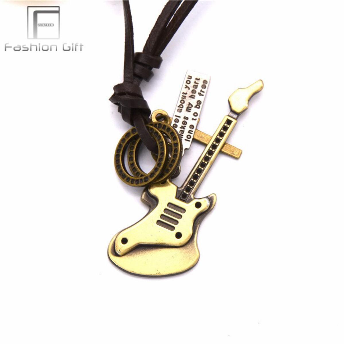 Fgifter Military Dog-Tag Necklace for Men Cool Army Jewelry Adjustable Leather Chain Choker Male Necklaces(null)