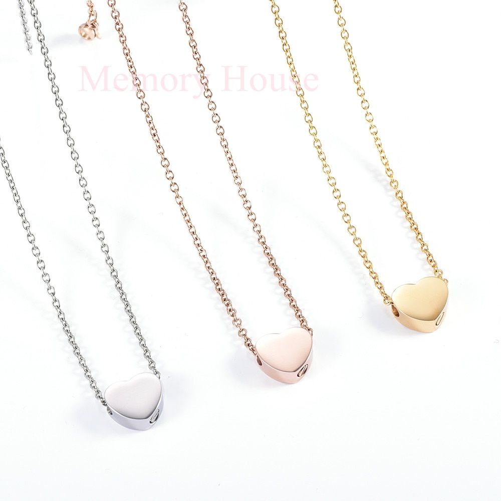 IJD9942 Wholesale Or Retail Little Blank Slider Heart Urn Necklace Engravable Memorial Ashes Jewelry Charm Keepsake For Women