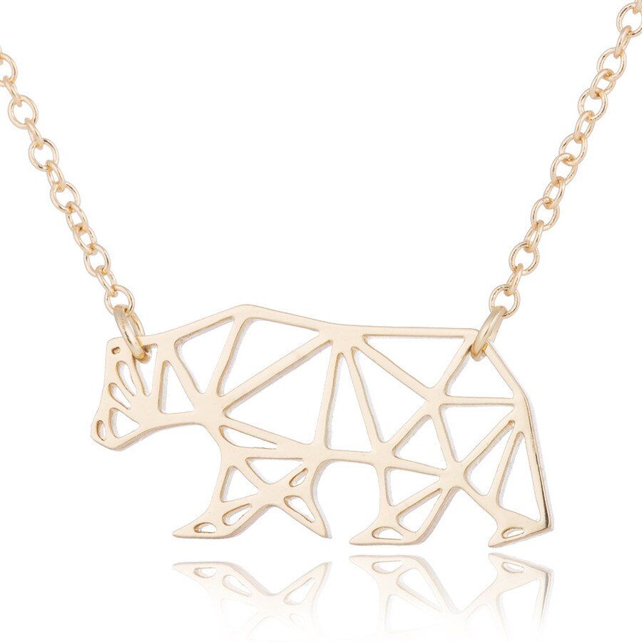 Fashion Stainless Steel Animal Pendant Necklace for Women Gold Silver Hollow Metal Lion Hedgehog Owl Elephant Necklace Jewelry