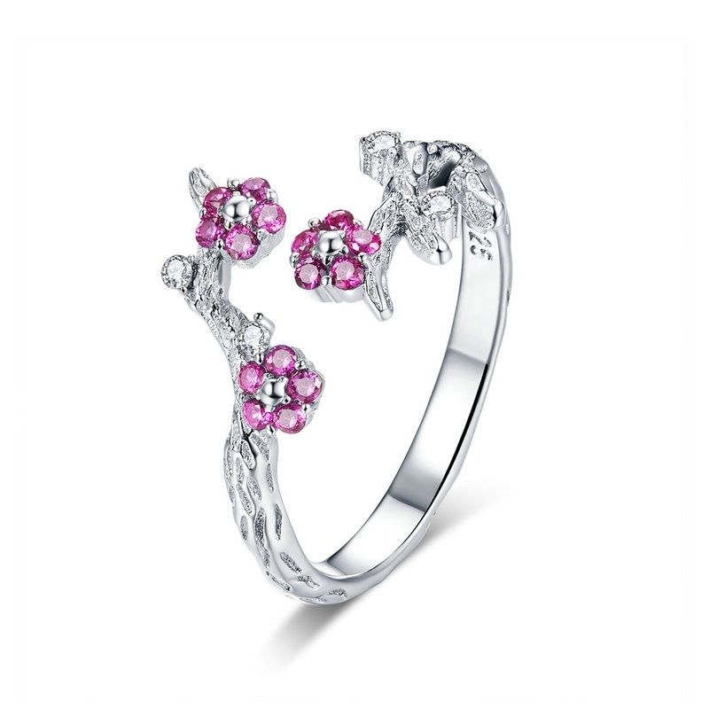 WOSTU Luxury Women Open Ring 100% 925 Sterling Silver Finger Adjustable Size Wedding Engagement Rings Fashion Party Jewelry Gift
