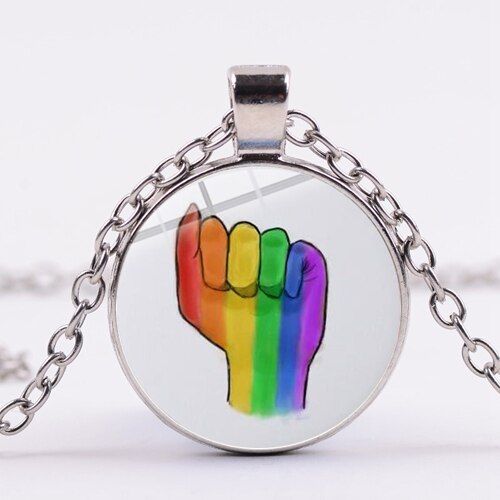 Rainbow Flag Infinity Love Necklace LGBT for Lesbians Gay Pride Photo Glass Crystal Pendant Choker Couple Lovers Necklace