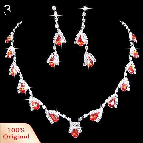 Carat Women Dazzling Cubic Zirconia Necklace Crystal Pendant Earrings Bridal Jewelry Set