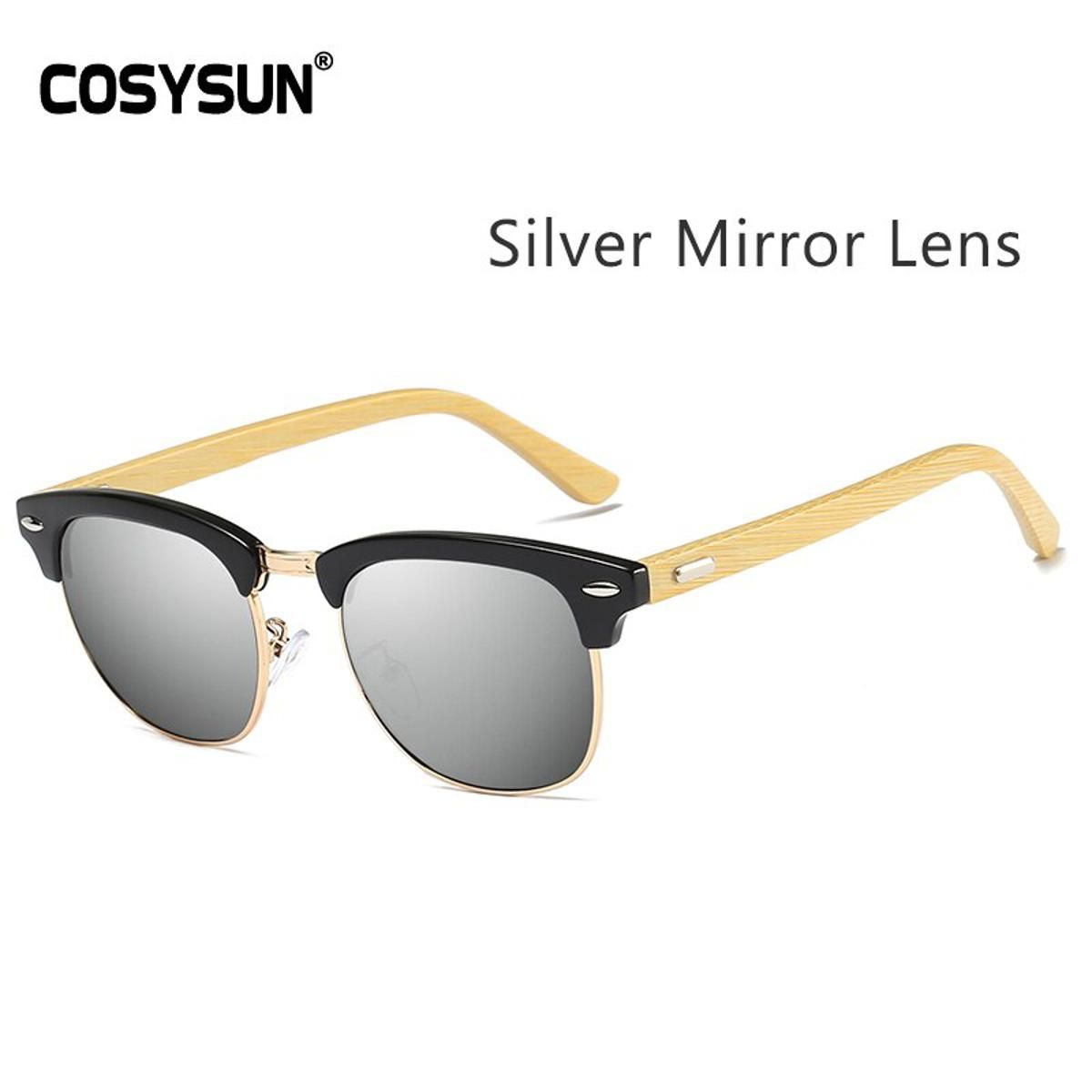 Silver MirrorClassic Polarized Sunglasses Women Sunglasses UV400 Bamboo Legs Sunglasses Driving Vintage Sunglass Retro Oculos De Sol Gafas