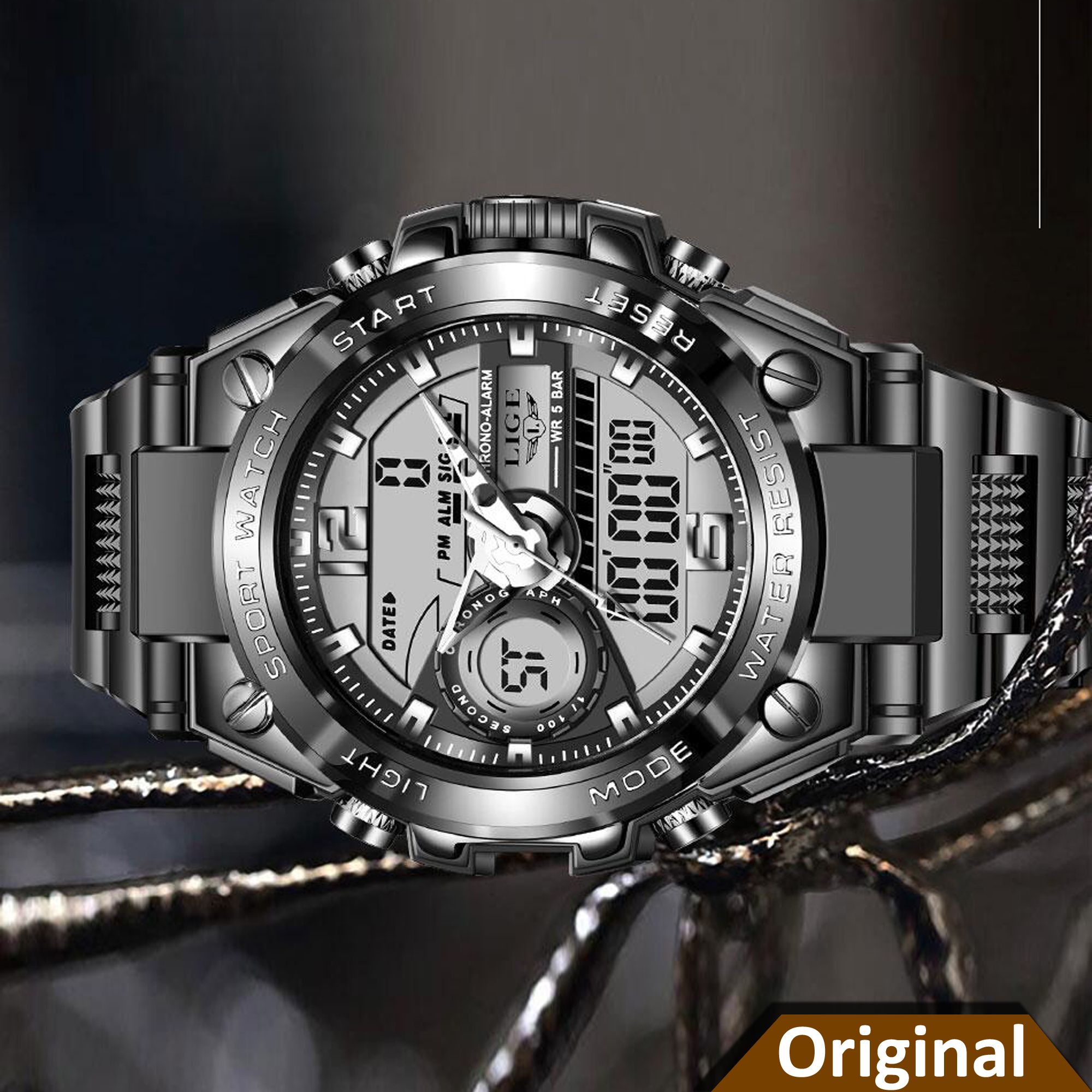 LIGE 8922 Latest Dual Display Watch for Men