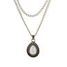 Vintage Waterdrop Shaped Opal Pendant Double Layer Neckle Choker Women Jewelry