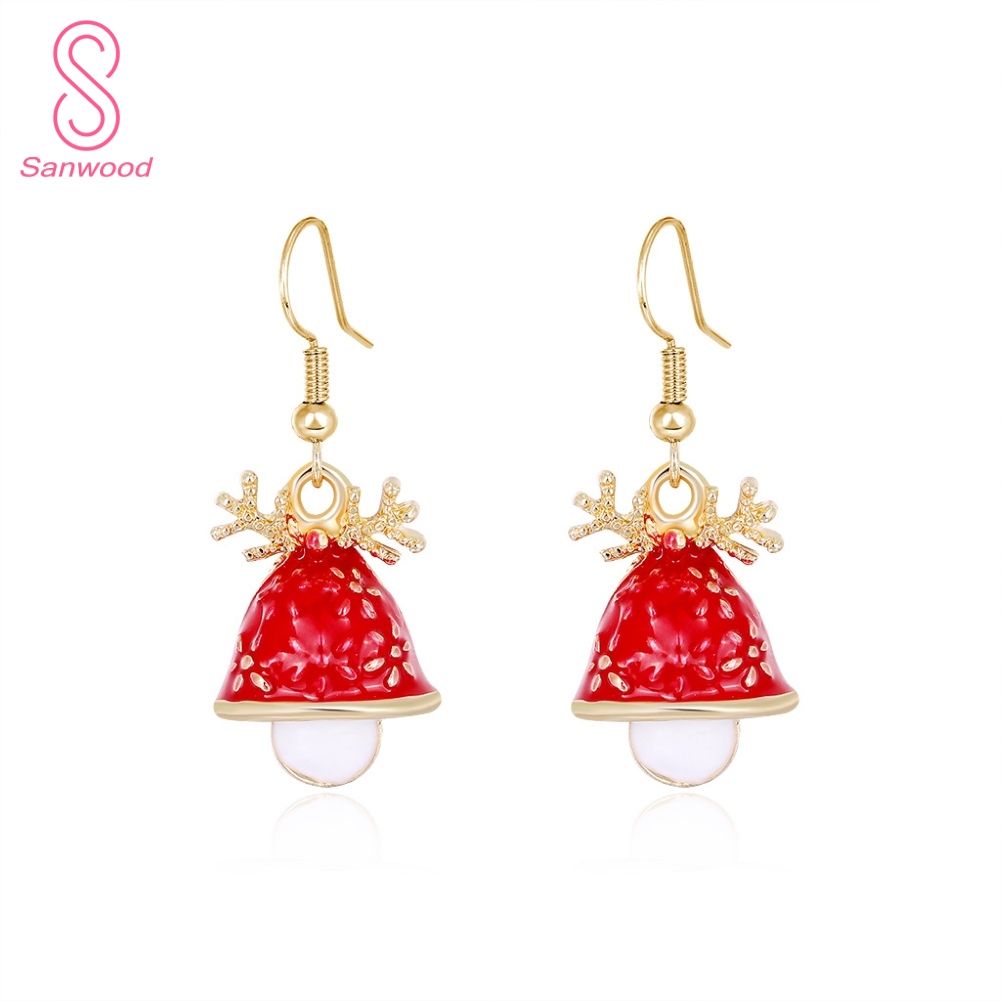 Women Stylish Christmas Hat Design Hook Earrings Xmas Decoration Jewelry Gift