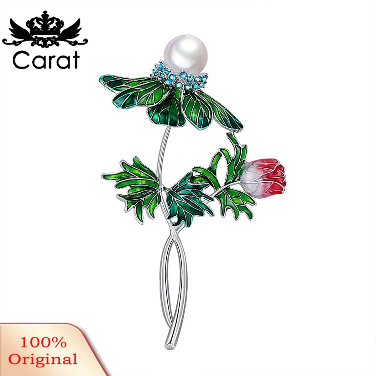Simple Rose Flower Leaf Faux Pearl Rhinestone Brooch Pin Lapel Jewelry Accessory