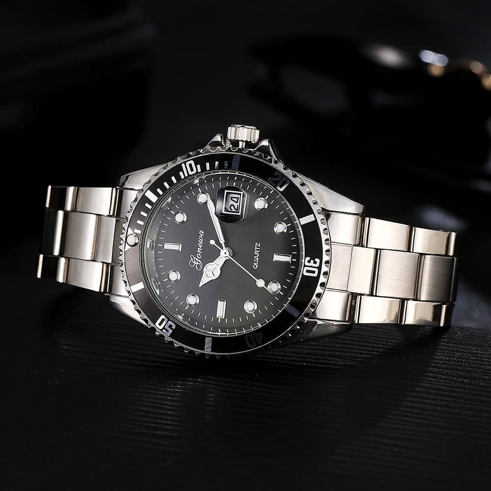 Men Fashion Stainless Steel Date Sport Quartz Analog Wrist Watch - intl