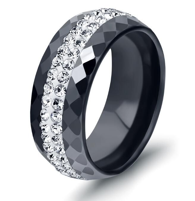 Black And White Simple Style Simply Crystal Ceramic Rings for Women