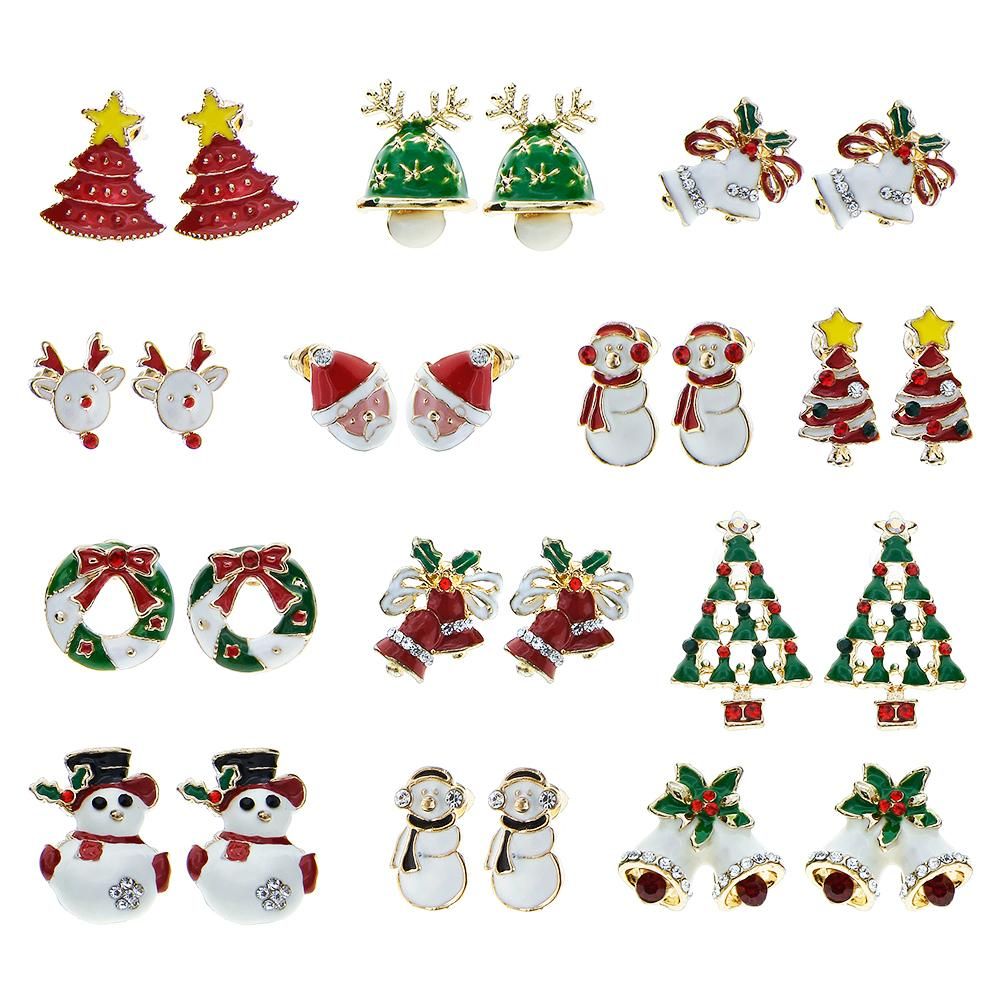 New Fashion Cute Women Snowflake Candy Snowman Ear Stud Christmas Earrings Gifts Jewelry Hot