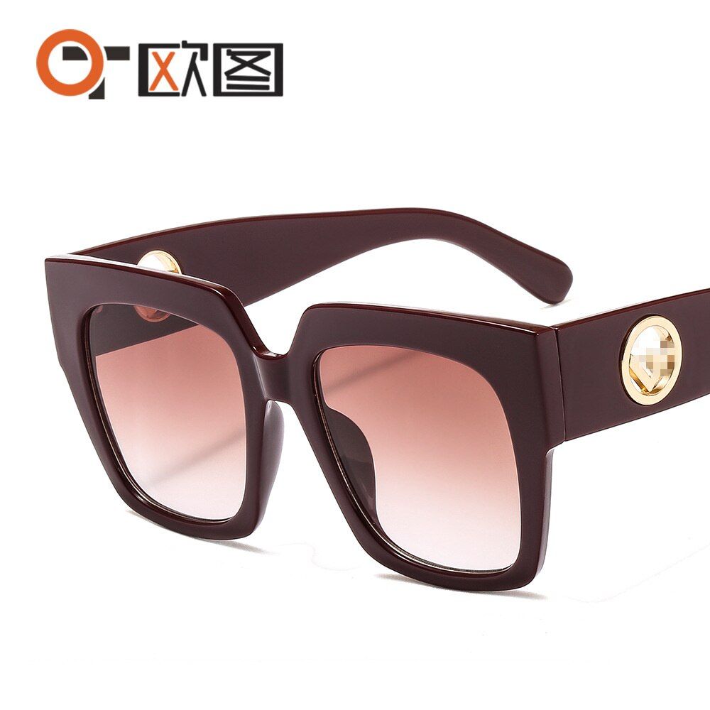red-redbig square sunglasses women 2020 uv400F LOGO sunglasses oversized leopard white trendy oculos de sol feminino