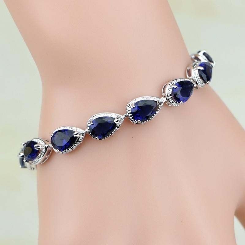 Women's Water Drop Bracelet Colorful Zircon Bracelet Fashion Jewelry Blue Elegant Charm Bracelet Eight Colors Available