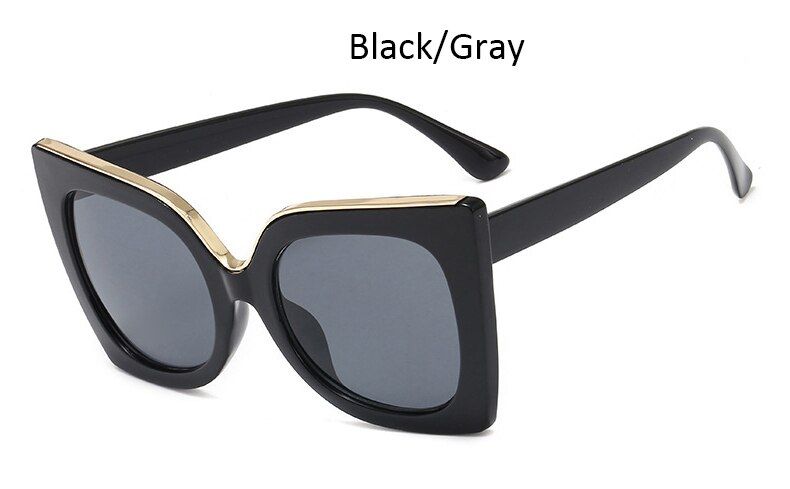 Black Grayoversized Black Butterfly Cat Eye Sunglasses Women Brand Designer Vintage Gradient Shades Style sunglasses woman Retro Glasses