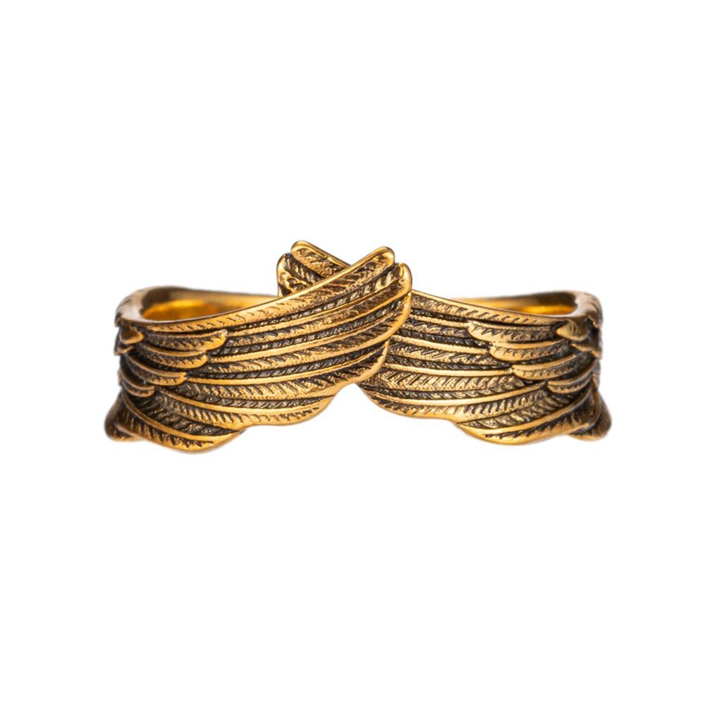 CHUHANE uropean and American  Punk Style Wing Open Ring Hip-hop Rock Men's Ring Couple Ring Adjustable Ring Gothic Angel Wing