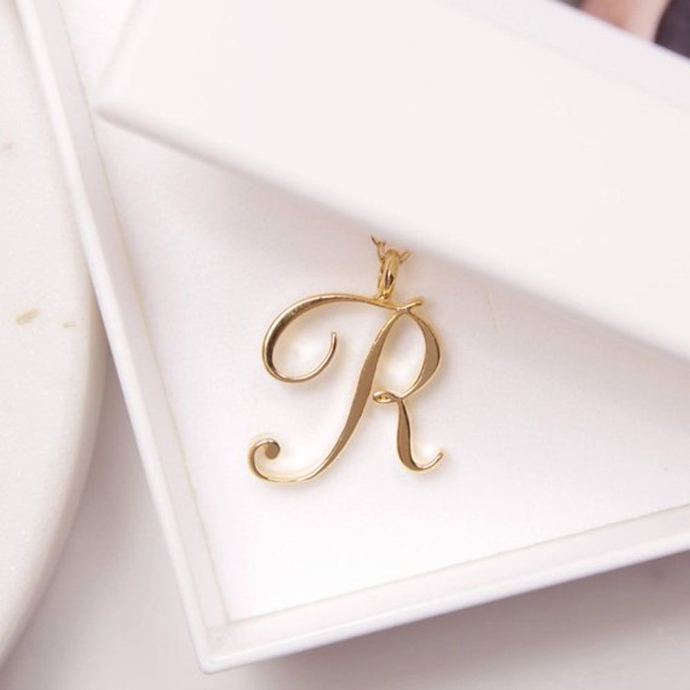 2020 New 26 Letter Name Necklace Alphabet Initial Necklace Gold Cursive A-Z Letter Necklace