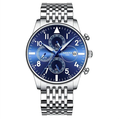 【BestGO】NIBOSI Men s Watches  Luxury Brand Watch Mens Quartz Stainless Clock Fashion Chronograph Watch Man