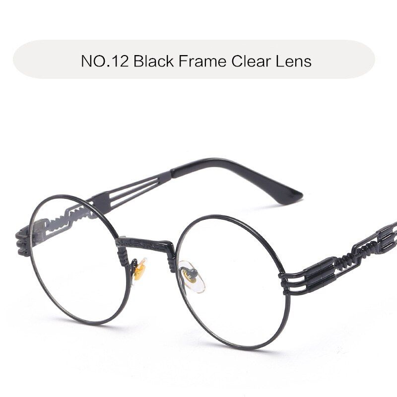 NO 12YOOSKE Gothic Steampunk Sunglasses Men Metal Wrap Round Eyeglasses Women Brand Designer Shades Sun glassesUV400