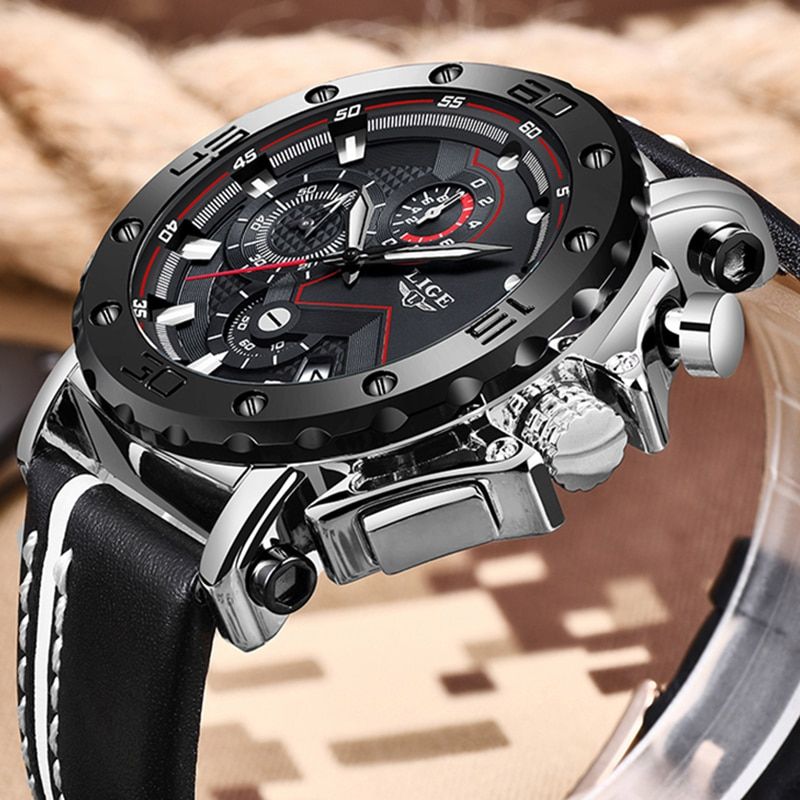 【BestGO】LIGE Watch Luxury Brand Men Analog Leather Sport Watches Men s Watch Male Date