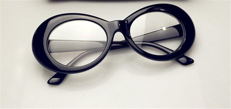 Black ClearGoggles Kurt Cobain Sunglasses Transparent Clear Lenses Glasses Vintage NIRVANA Oval Eyewear Fashion Classic Sun Glasses