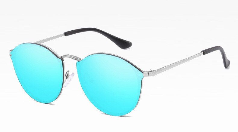 Silver BlueTOYEARN 2019 Luxury Brand Designer Fashion Lady Big Cat Eye Sunglasses Women Vintage Mirror Sun Glasses For Female Eyewear