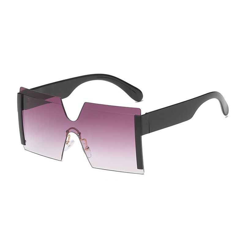 BlackGradualPurpleFashion Oversized Square Sunglasses Women Men Vintage Rimless Big Sun Glasses Ladies Flat Top One Piece Gradient Eyeware Oculos