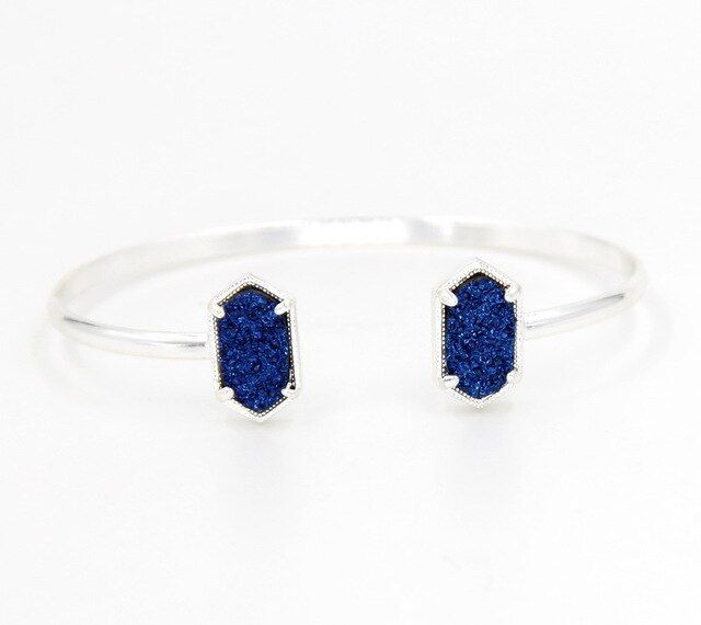 2020 Winter Style Inlay Clear AB Crystal Druzy Stone Oval Bangles For Women Fashion Jewelry Accessories Cuff Wrist Decor