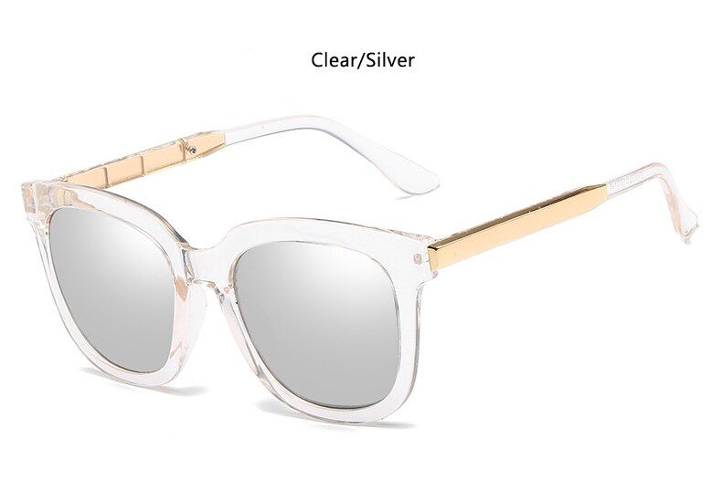 clear silverPlastic Pink Sunglasses Women Vintage Luxury Metal Legs Square Glasses Summer Outdoor Travel Eyewear zonnebril dames
