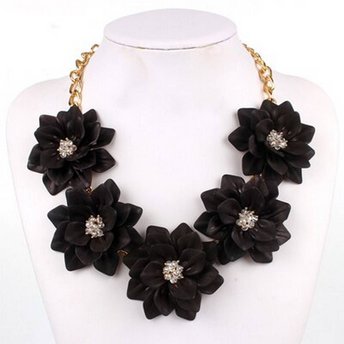 Claire Jin Romantic Fresh Colorful Short Fashion Women Jewelry Choker Necklaces Five Flower Necklace Popular Accessories N00420