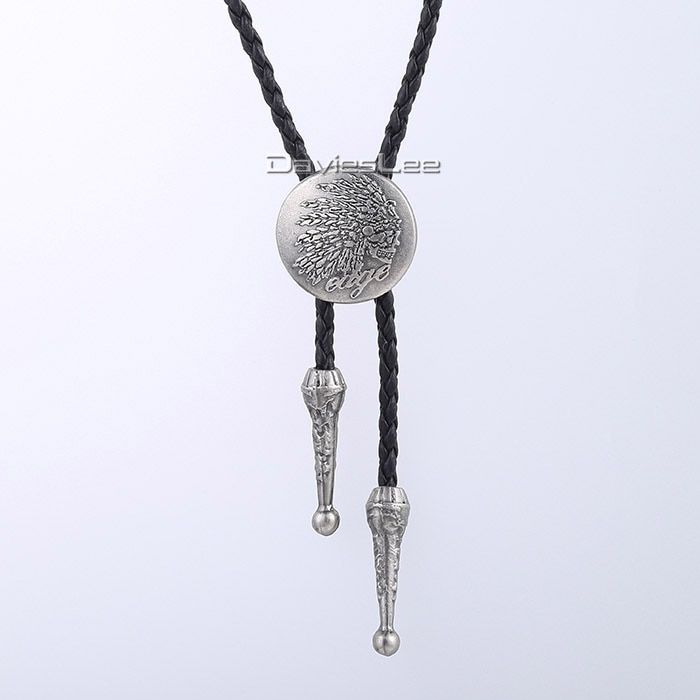 Cowboy Leather Necklace for Men Bolo Tie Indian Chief Eagle Rodeo Western Manmade Leather Mens Necklaces Wholesale DUNM10