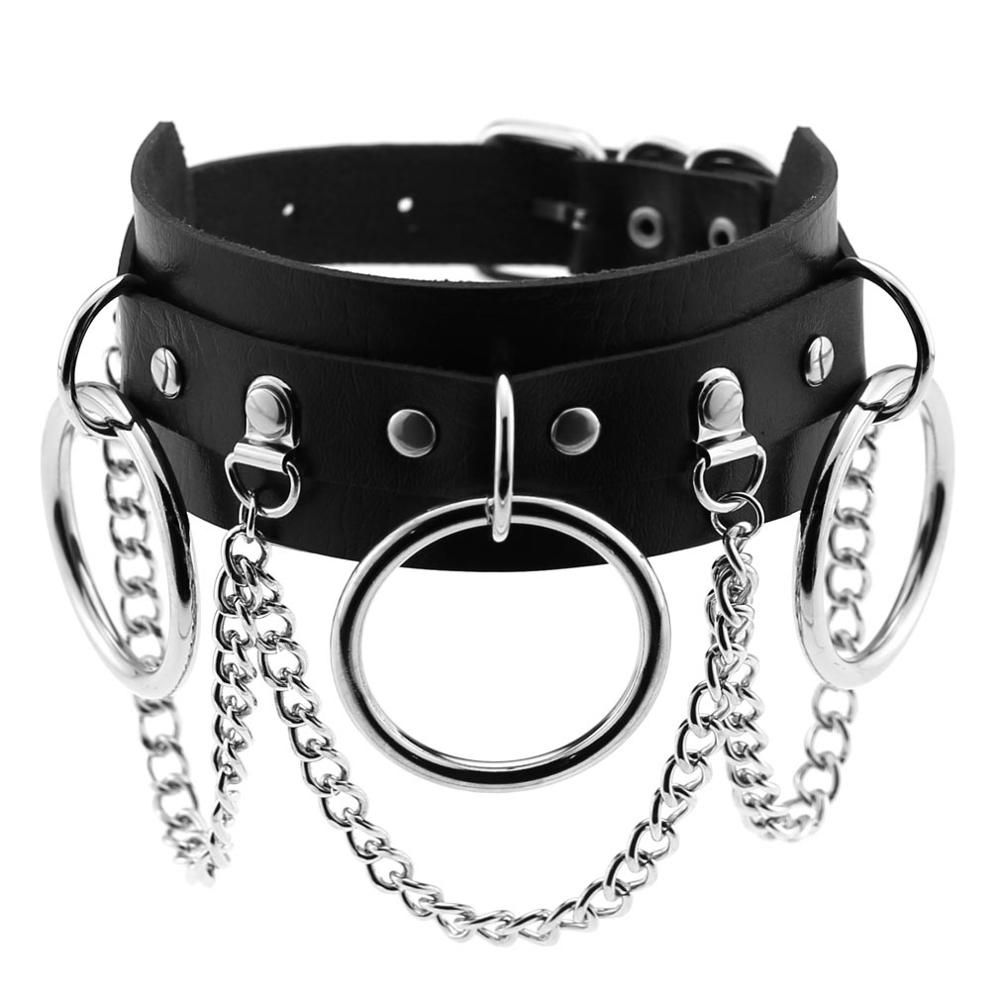 Black Leather Choker Female Collar For Women Goth Punk Chain Harajuku Necklace  Vegan Chocker Festival Girls Gothic Jewelry