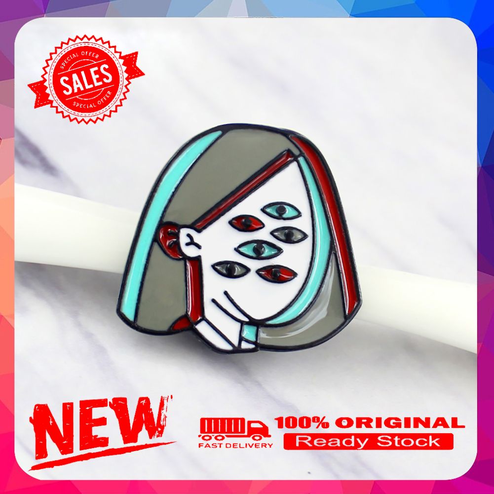 Novelty Girl Multi Eyes Enamel Lapel Brooch Pin Badge Denim  Bag Jewelry Decor