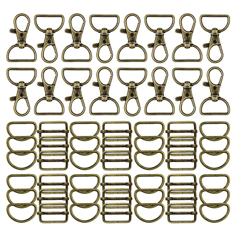 56Pcs Keychain Hooks with D Rings Set Purse Hardware for Bag Making Lanyard Snap Hooks Swivel Clasps with Slide Buckle