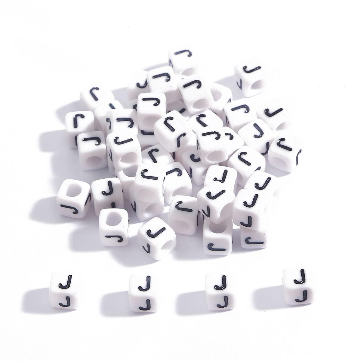 100Pcs Letter Beads Cubic Acrylic Beads White Alphabet Beads 6mm Faceted Beads For Jewelry Making
