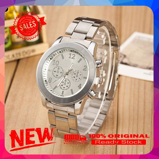 Luxury Women Men Stainless Steel Quartz Round Case Analog Wrist Watch Xmas Gift