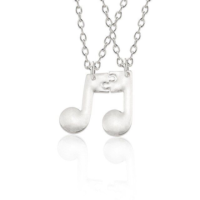 2 Pieces / Set Personality Fashion Note Necklace Music Friendship Stitching Women Pendant Best Friend BFF Couple Necklace Gift
