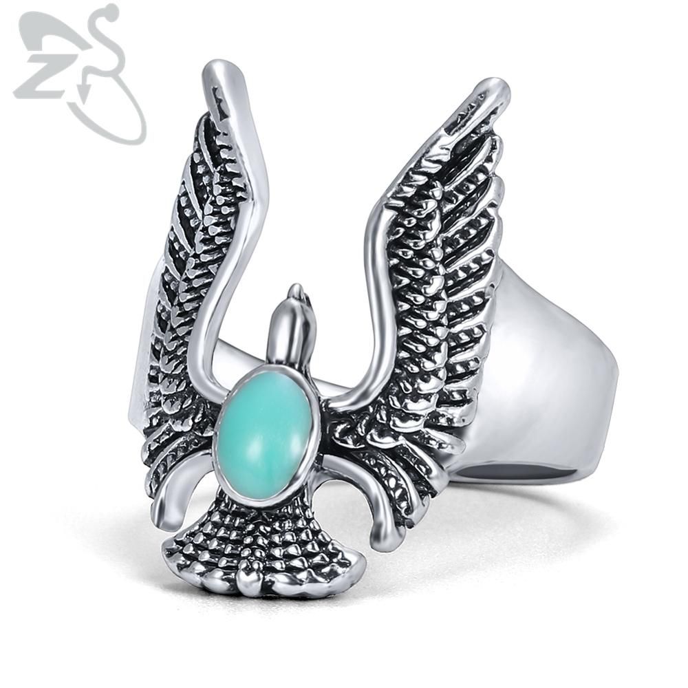 ZS 14 Styles Punk Rock Roll Wolf Head Finger Ring with CZ for Men Devil Eyeball Stone Grid Gothic Rings Christmas Gift Jewellery