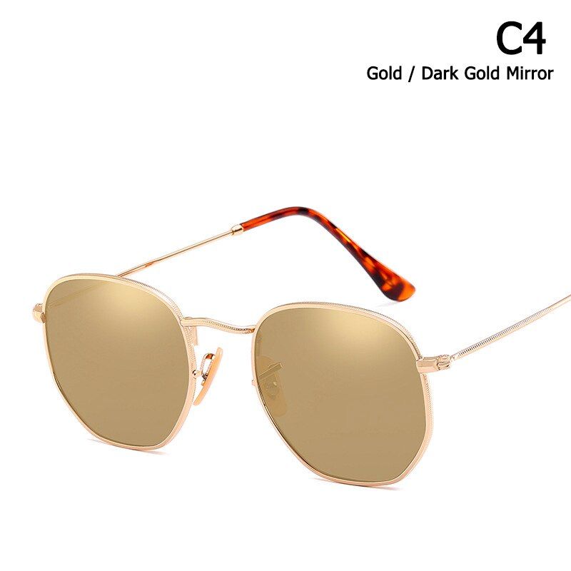 C4JackJad Vintage Retro 3548 Metal Style Sunglasses Hexagonal Flat Lenses Brand Design Glasses Oculos De Sol Shades UV Protection
