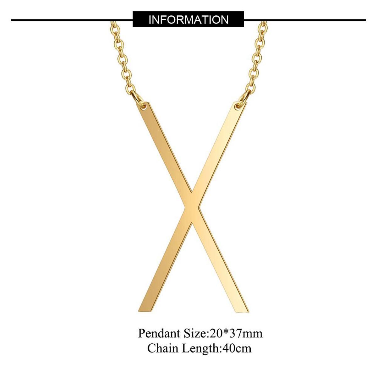 Large Initial Necklace Stainless Steel Jewelry Big Letter Necklace A-Z Gold Necklace Monogram Necklace Gifts(null)