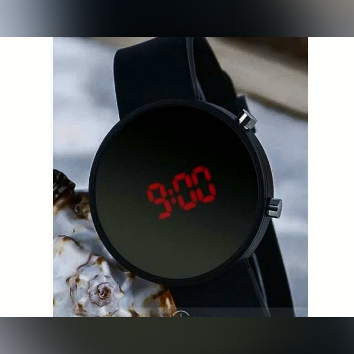 Round shape led watch for men - Black