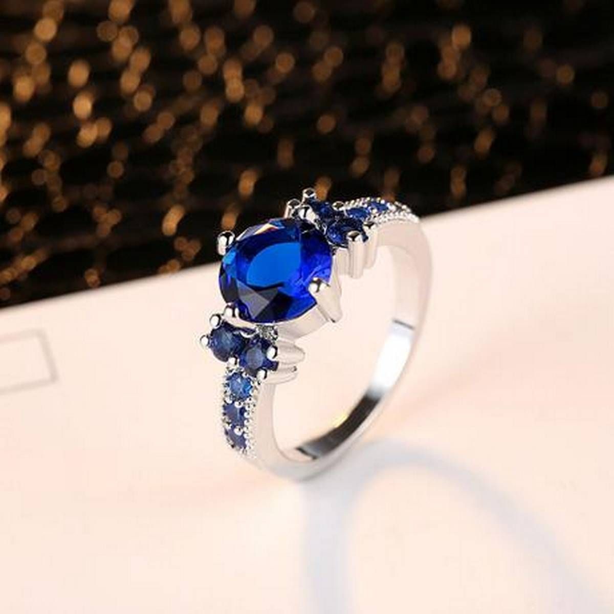 Blue Stone Luxury Design Trendy Finger Rings For Women