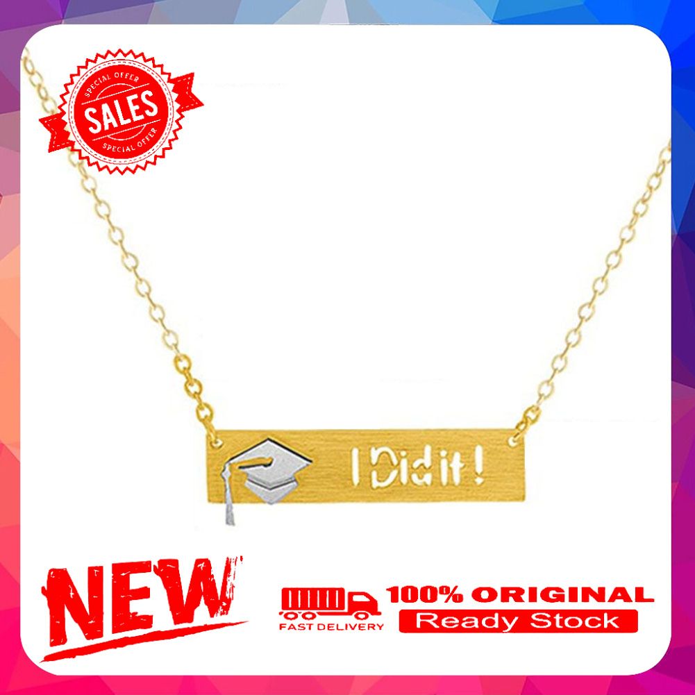 Unisex Stainless Steel Graduation Cap I Dit It Dangle Chain Necklace Friend Gift