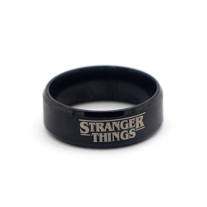F130 2018 Hot TV Show Stranger Things Ring Fashion Ring Jewelry Black Color Men's Ring Man's Gifts New Style Gifts